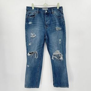 Pacsun Distressed Mom Jeans Blue Size‎ 28 Denim High Rise Medium Wash Cotton